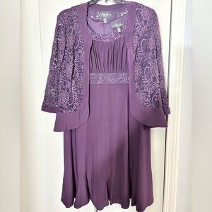 R & M Richards Purple Midi Dress with Lace Jacket